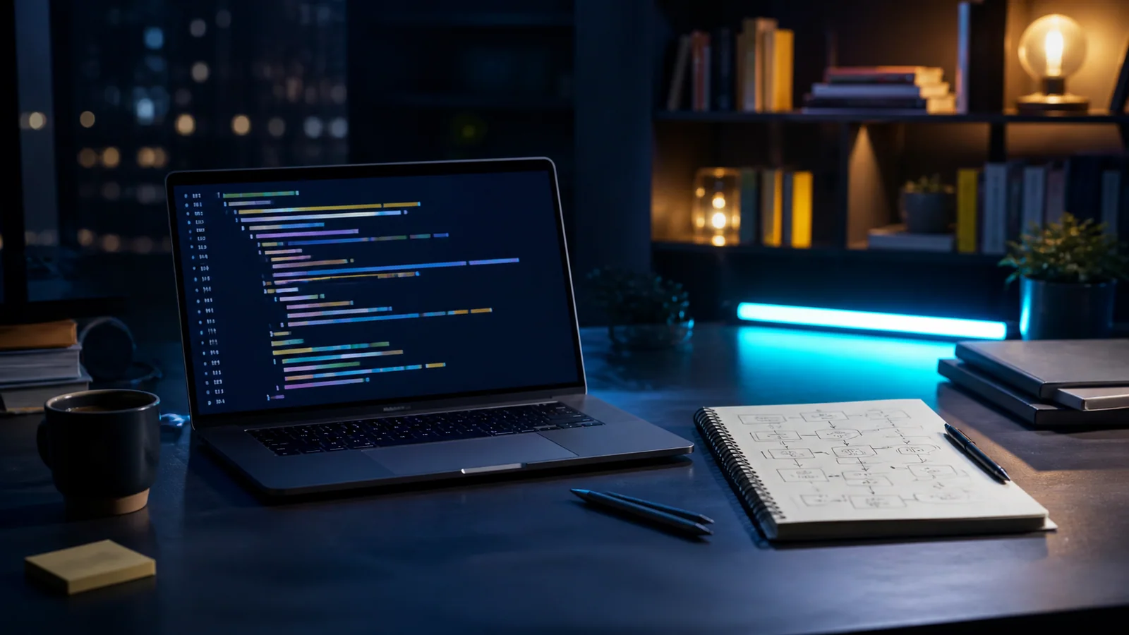 Poste de travail nocturne consacré à l’apprentissage de Python