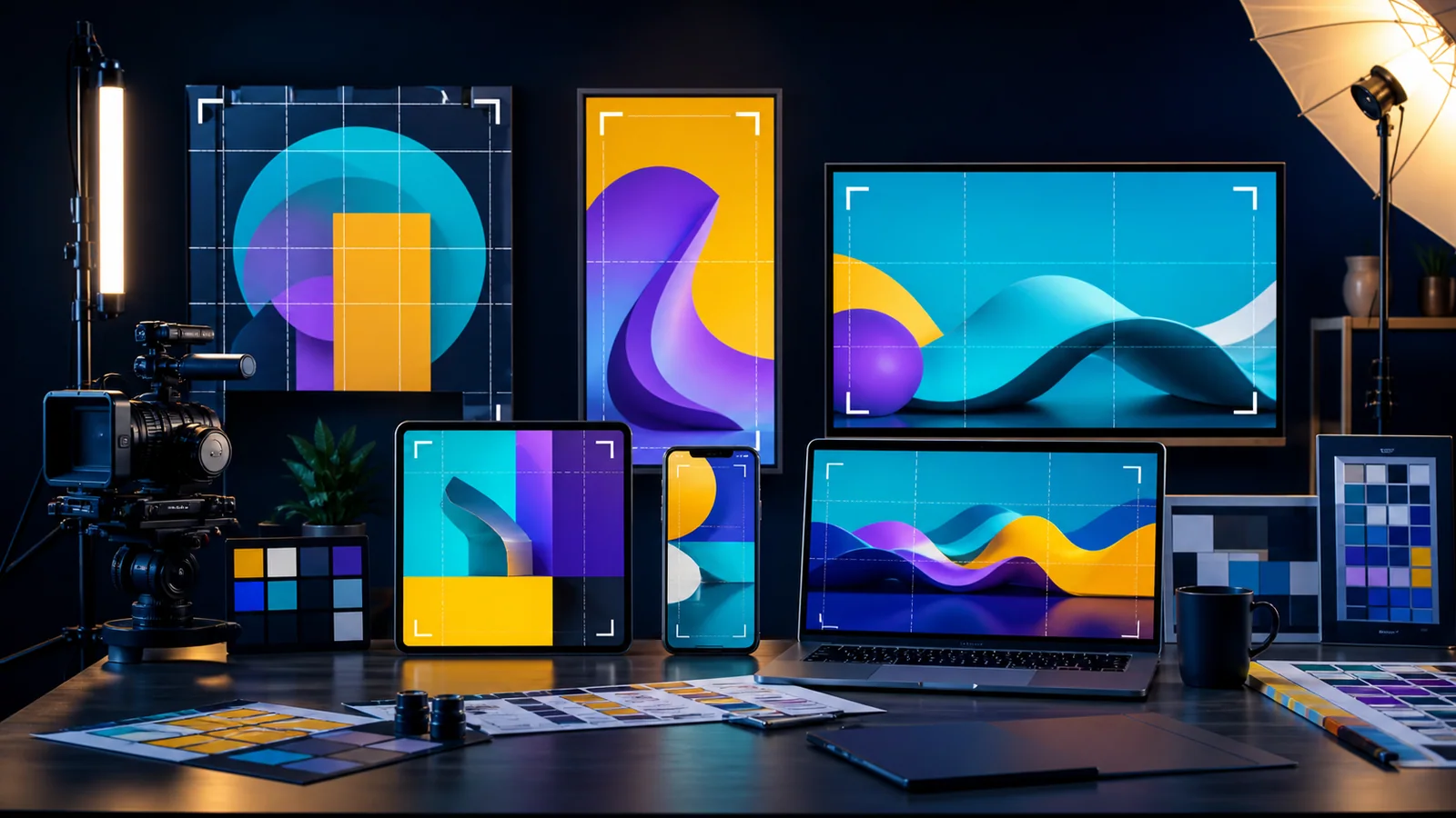 Studio de création présentant plusieurs formats d’écran